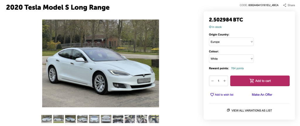 https://cryptoemporium.com/automotive/cars/tesla-model-s-p90d/ buying a car with bitcoin